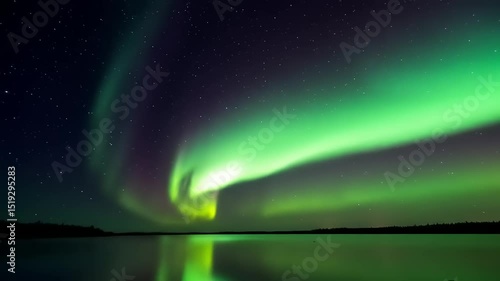 Wallpaper Mural Stunning display of northern lights over a tranquil lake, reflecting vibrant colors in the night sky Torontodigital.ca