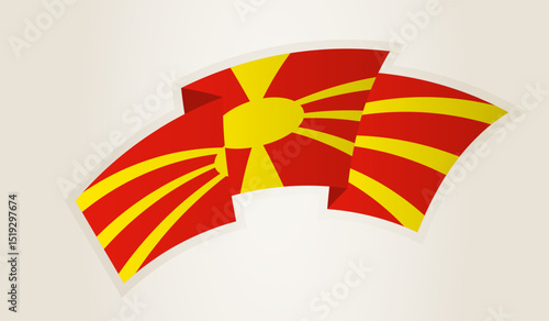 North Macedonia Flag in Abstract Ribbon Shape, National Symbol of the North  Macedonia.