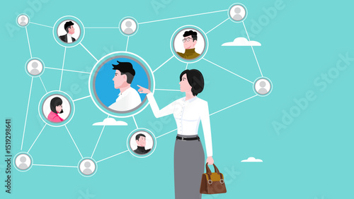 business online communication with partners, web conference concept, internet teleconference illustration, remote work or freelance, businesswoman messaging and correspondence