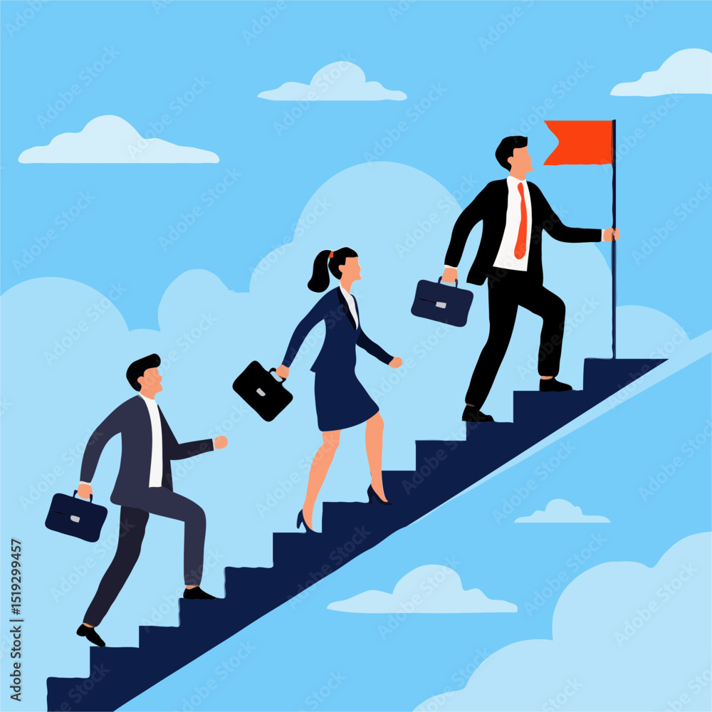 Fototapeta premium Business team climbing stairs to success