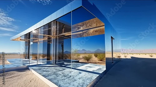 Mirror House in Desert Landscape: Architectural Marvel