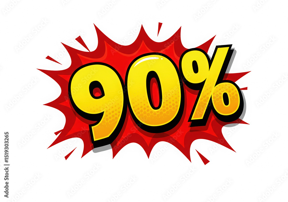 90% Off! Comic Book Style Explosion for Sales Promotion, Big Discount Offers, Clearance Deals, and Exciting Shopping Opportunities to Attract Customers 90% Off! Comic Book Style Explosion for Sales Promotion, Big Discount Offers, Clearance Deals, and Exciting Shopping Opportunities to Attract Customers