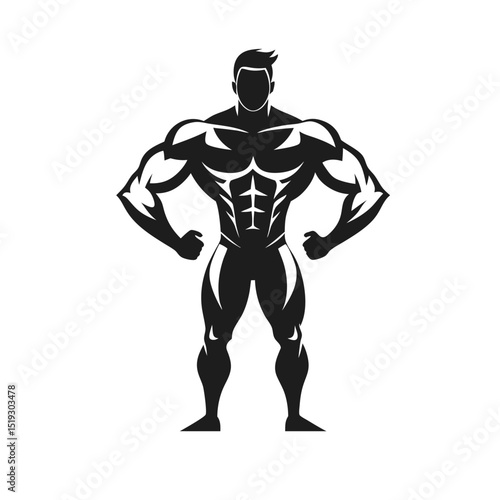 Muscular Man Silhouette Vector Illustration on White Background | Fitness, Gym, Bodybuilding Icon Art