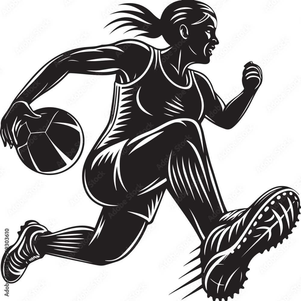 Fototapeta premium female football player silhouettes vector graphic design