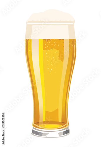 Golden Beer Glass Drink - Vector Illustration