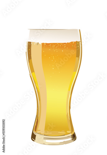 Golden Beer Glass Drink - Vector Illustration