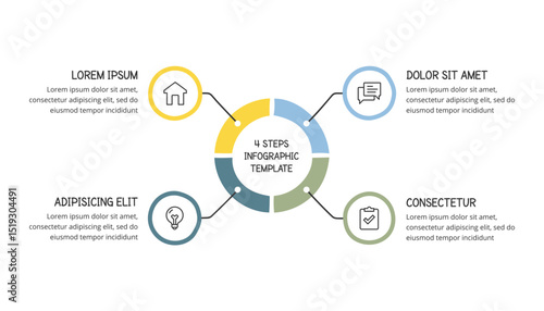 Hand drawn circle diagram with four elements, doodle infographics, vector eps10 illustration
