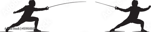 Fencing Silhouette Clipart - Duel Vector Illustration for Sports & Competition