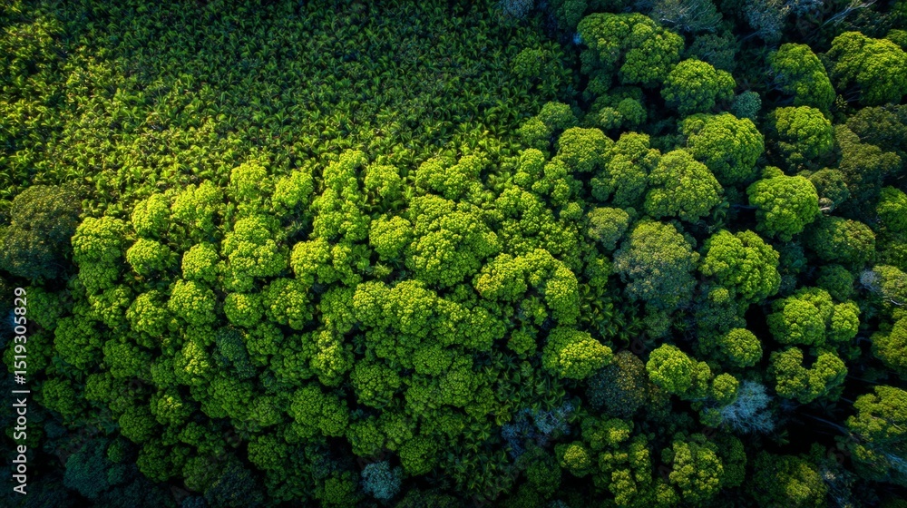Naklejka premium Aerial View Of Lush Green Forest Canopy