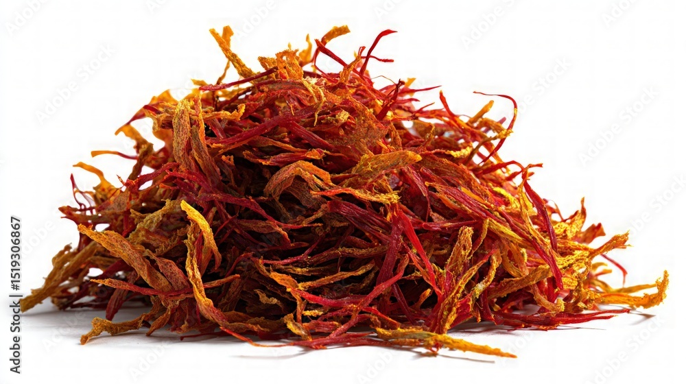 Fototapeta premium Pile Of Saffron Threads On White Background