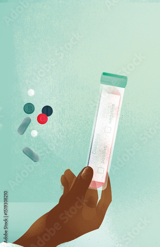 hand with blood sample