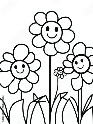 Playful flowers with smiling faces