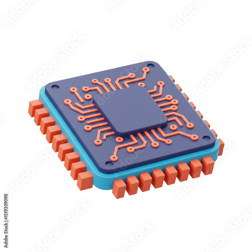 3D rendered illustration of a computer processor or integrated circuit chip design