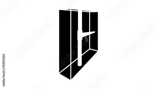 pipe leaking in wall, black isolated silhouette