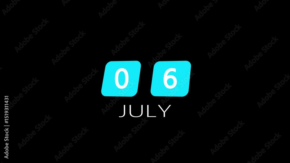 A calendar from 5th July to 6th July on a black background, marking the passing of time and the start of a new day.