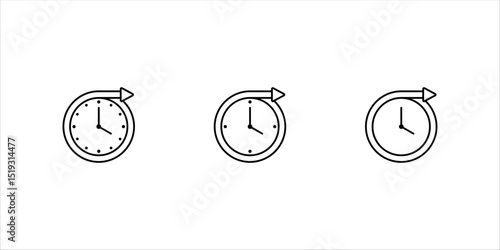 Long term line icon set. clock sign. vector illustration