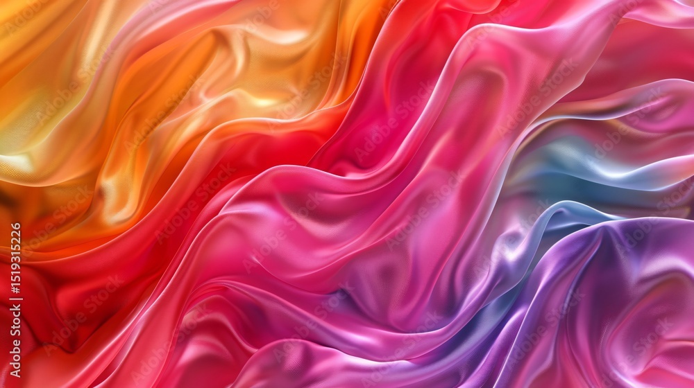 Obraz premium Abstract background with colorful waves of satin cloth, fluid and wavy shapes in vibrant colors