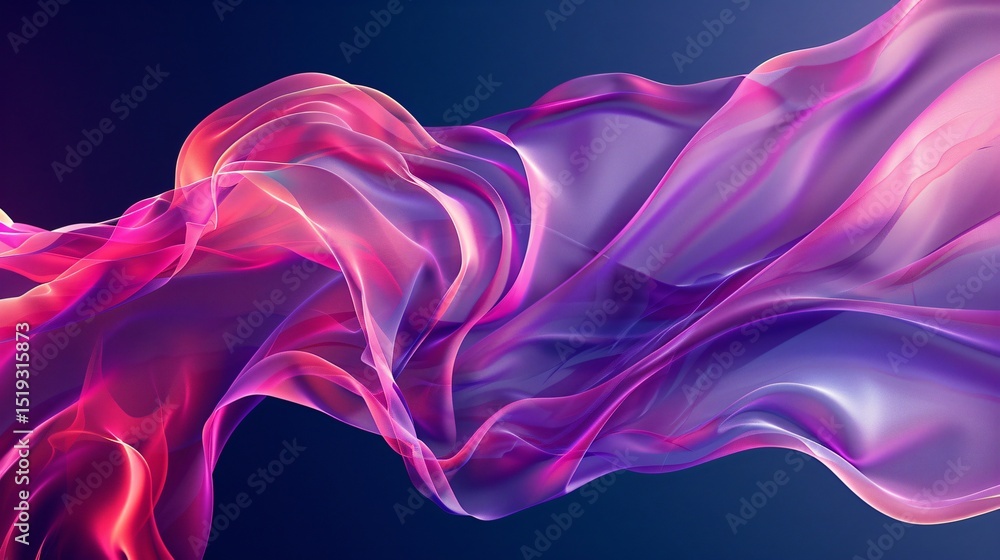 Obraz premium Abstract background with flowing waves of pink and purple colors on dark blue gradient, 3d rendering