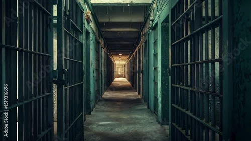 Wallpaper Mural old prison with long dirty corridor Torontodigital.ca