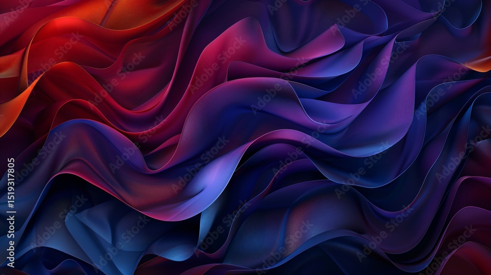 Fototapeta premium Abstract background with wavy shapes in dark blue, red and purple colors