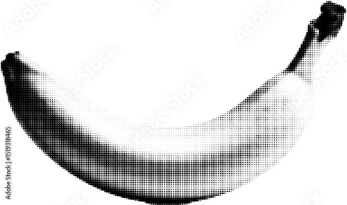 A banana in halftone retro style. Full vector asset isolated on transparent background