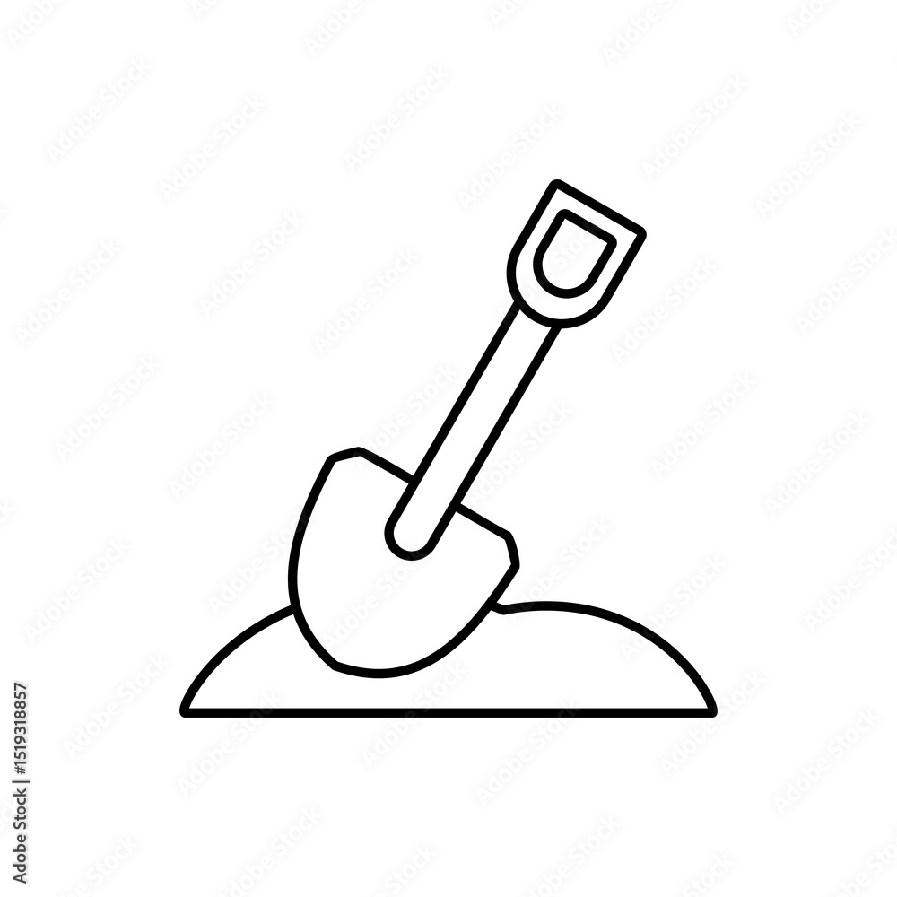 shovel icon, vector line isolated on white background. trendy and modern design shovel icon, vector line isolated on white background. trendy and modern design