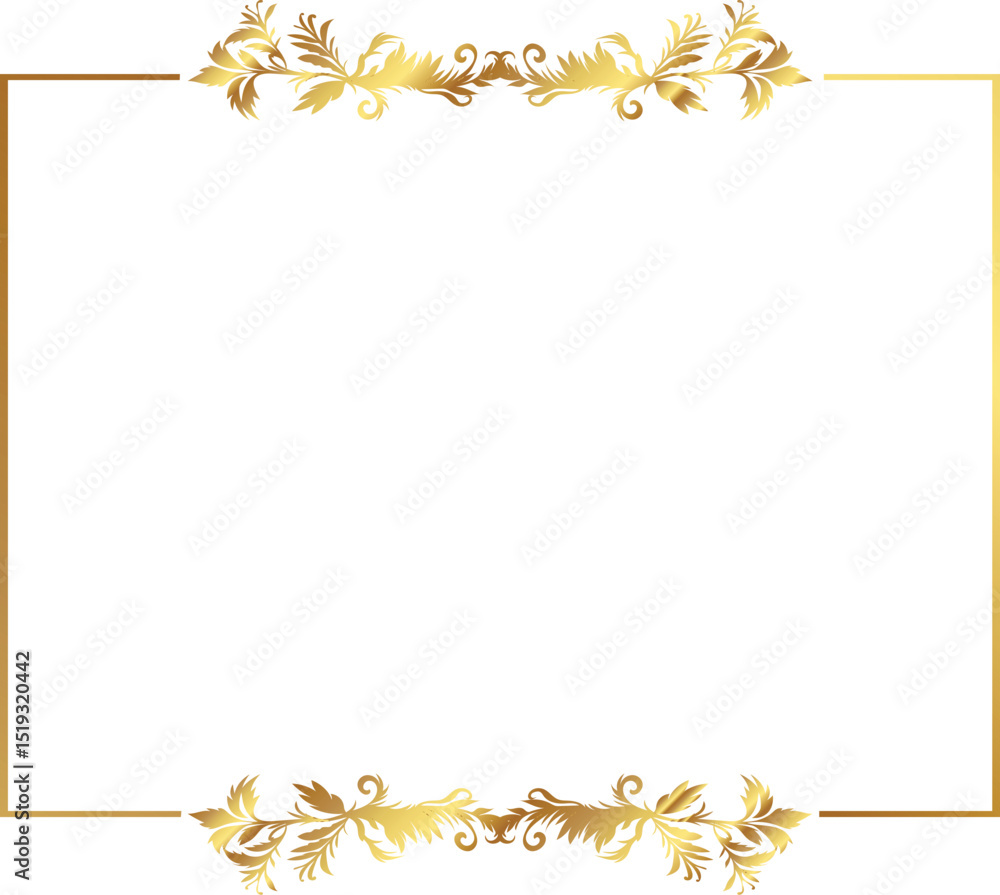 Naklejka premium frame with leaves gold border Golden Border Warm Color Frame