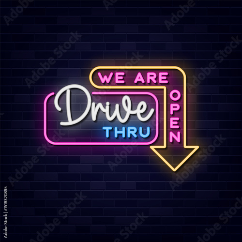 Drive Thru Neon Signage Open for Business