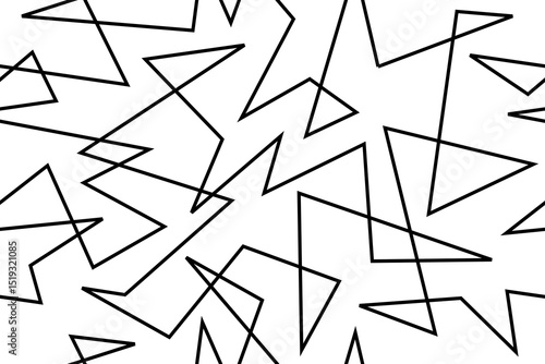 Seamless pattern. Tangled assymetrical line pattern. Modern style geometric black and white fashion print design.