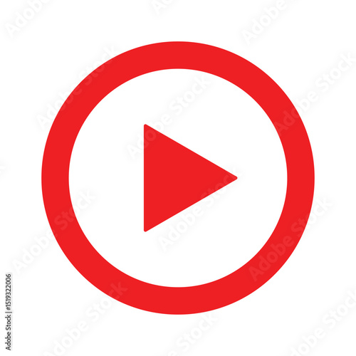 Red play button icon with outlined circle Free Download Red play button icon with outlined circle - GFXLoad