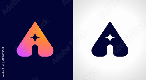 AI logo, Artificial Intelligence modern gradient icon. Colorful minimalist star and letters A and i icon. Vector design