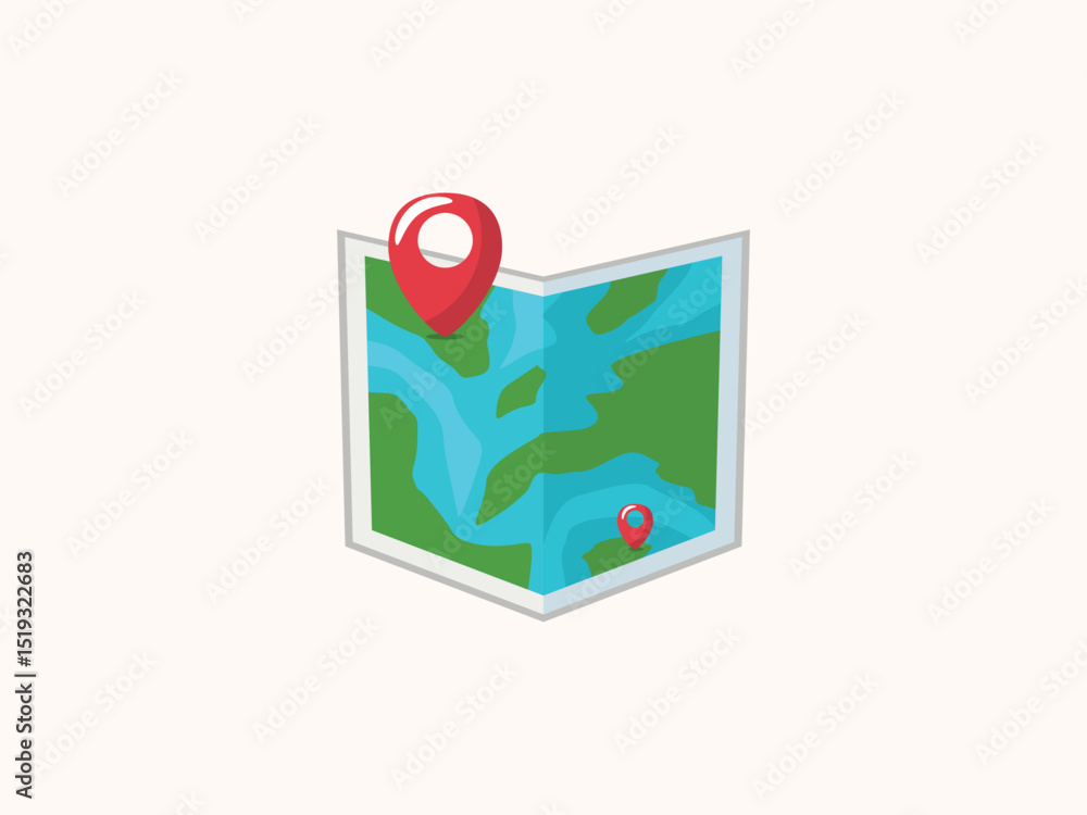 Fototapeta premium Map icon vector design illustration