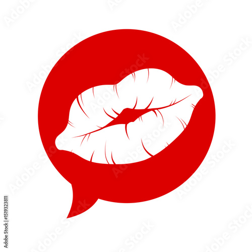 Love message, speech bubble with kiss – vector illustration