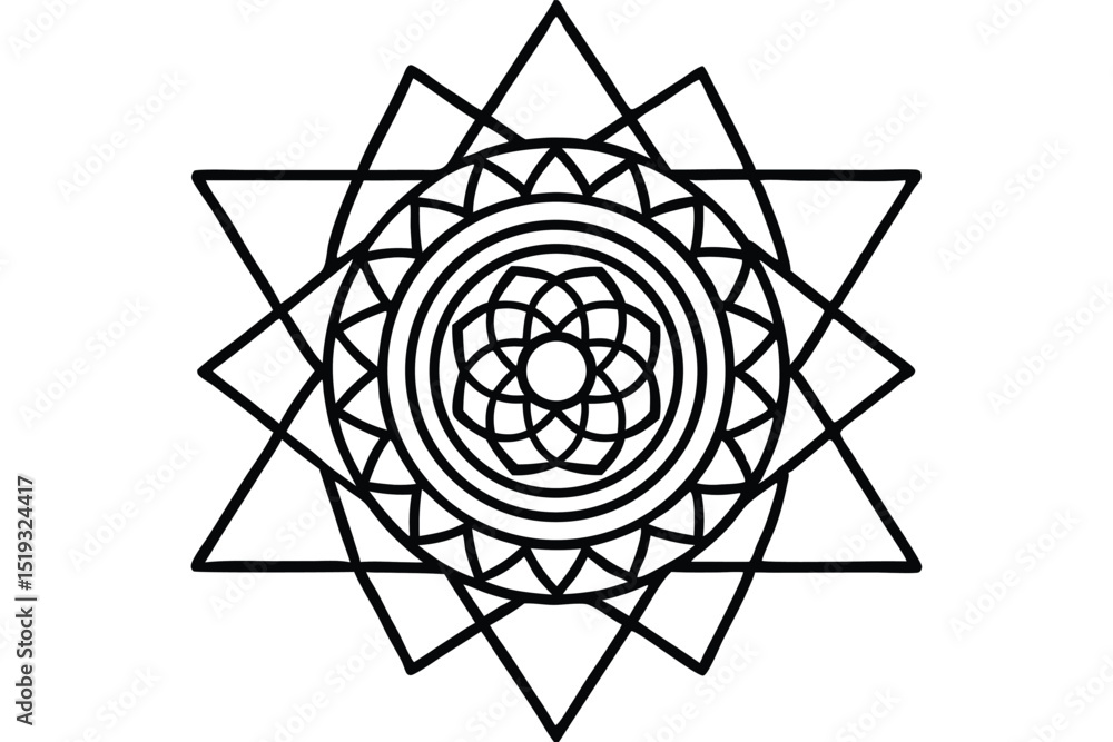 Naklejka premium Sacred geometry mandala design triangles and geometric patterns