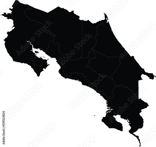 costa rica silhouette map for regional geography and travel design in central america