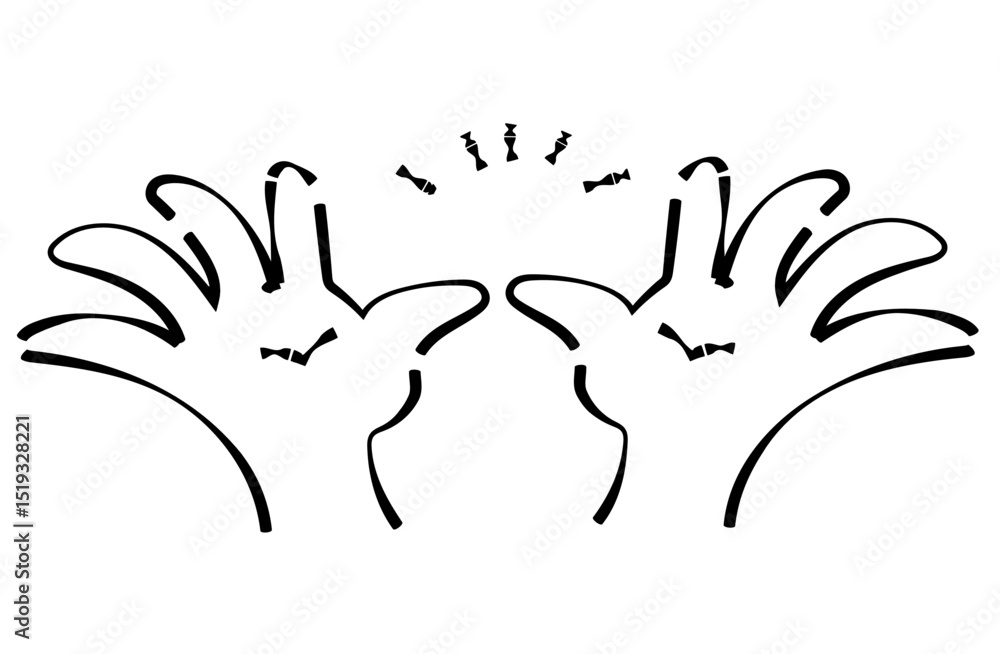 Fototapeta premium Cartoon Style Hands Raised in Celebration Pose