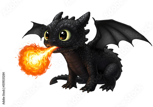 Tiny Toothless A FireBreathing Dragonling isolated on transparent baackground