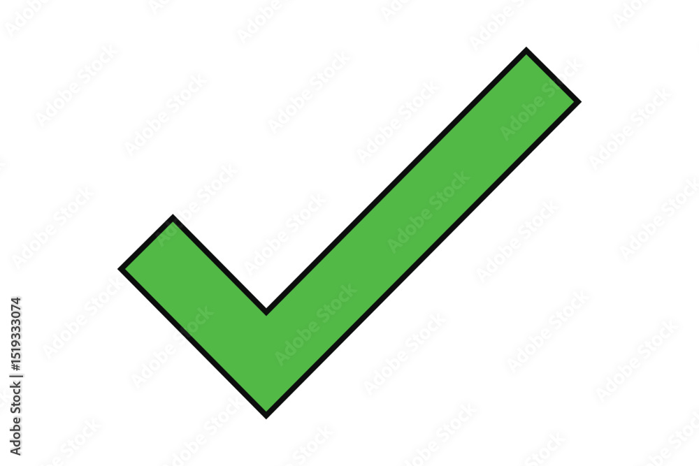 Green check mark symbol with black outline Green check mark symbol with black outline