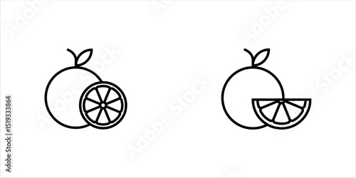 Orange fruit line icon set. Mandarin orange icon, vector illustration