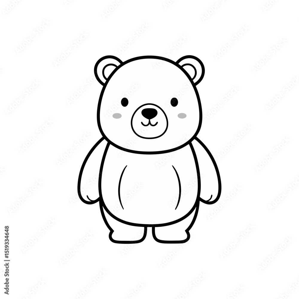 Naklejka premium line art cute bear.svg