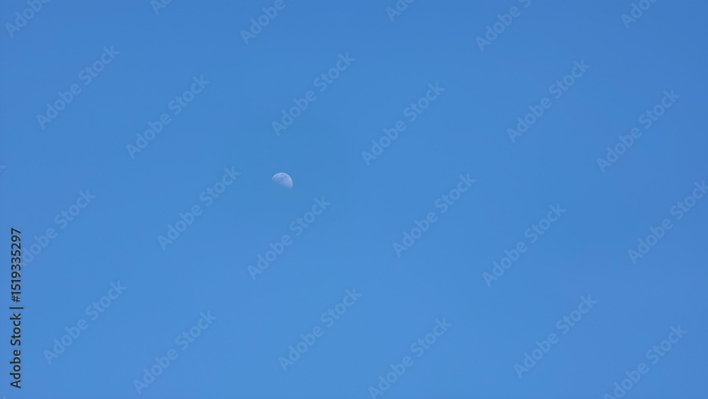 Clear blue sky with afternoon moon, green forest mountains, and peaceful nature scenes captured in South Korea
Clear blue sky with afternoon moon, green forest mountains, and peaceful nature scenes captured in South Korea