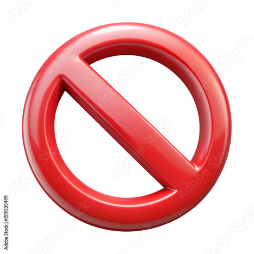 Shiny red forbidden sign with glossy finish against abstract background