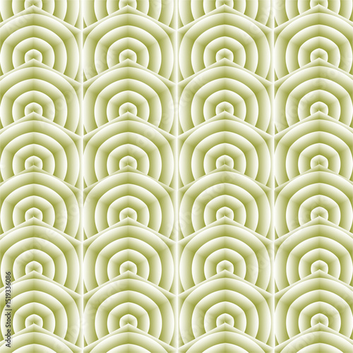 A soft, seamless pattern of layered arches with a gentle gradient, evoking calm, balance, and rhythmic harmony in pale green tones.
