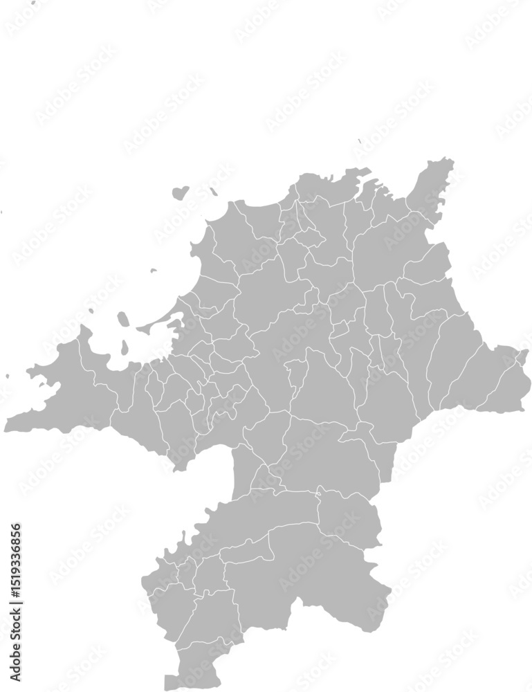 Fukuoka, Japan – administrative vector map with municipality boundaries (Web Mercator projection, PPT-compatible & fully editable) Fukuoka, Japan – administrative vector map with municipality boundaries (Web Mercator projection, PPT-compatible & fully editable)