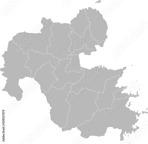 Oita, Japan – administrative vector map with municipality boundaries (Web Mercator projection, PPT-compatible & fully editable)