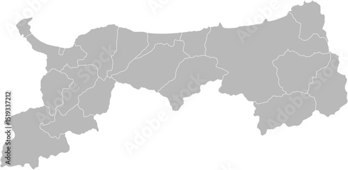 Tottori, Japan – administrative vector map with municipality boundaries (Web Mercator projection, PPT-compatible & fully editable)