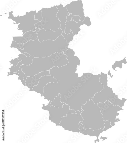 Wakayama, Japan – administrative vector map with municipality boundaries (Web Mercator projection, PPT-compatible & fully editable)