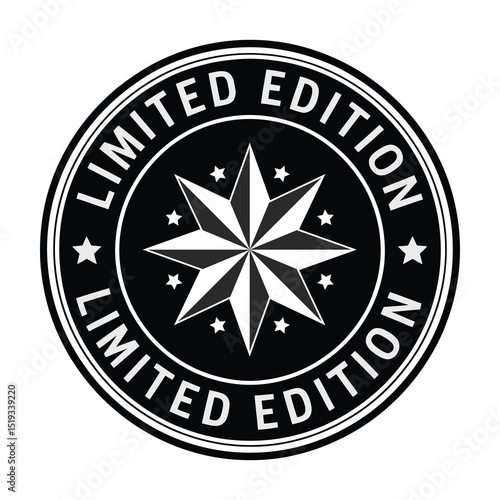 Black and white limited edition badge with star