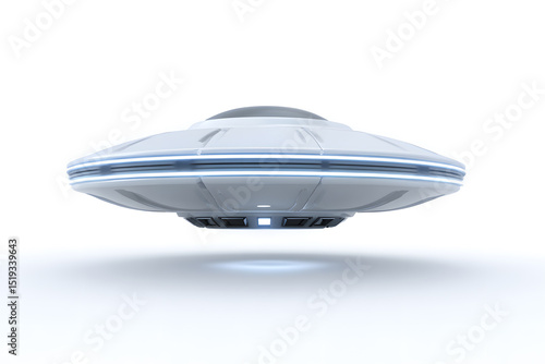 Illustration of a Flying Saucer Spaceship Isolated On White Background