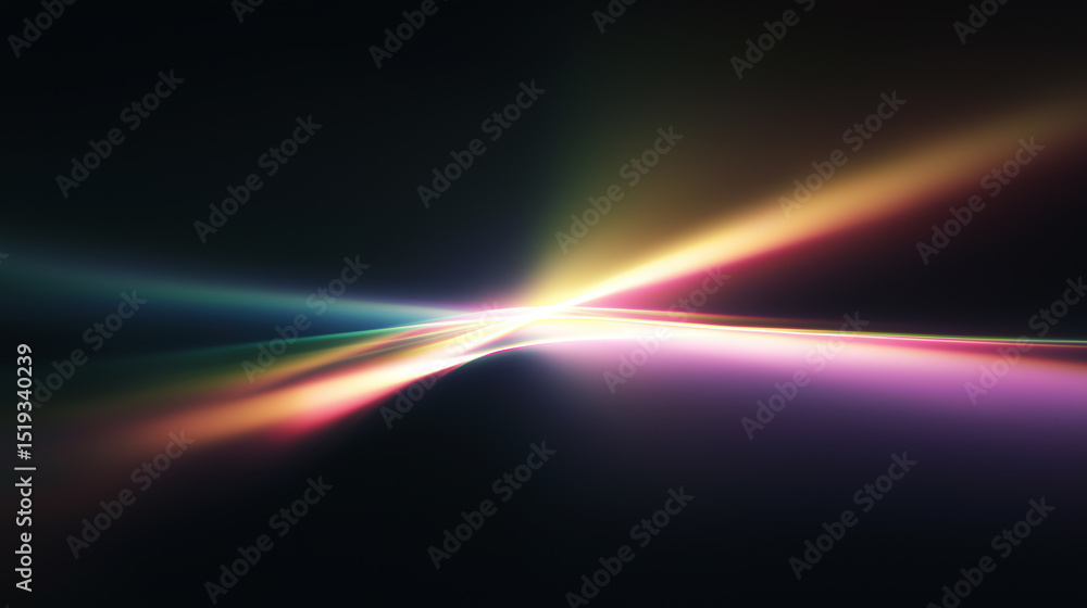 Abstract light beam crossing over dark background with soft glowing rainbow colors creating smooth and vibrant visual effect, evoking sense of motion and energy Abstract light beam crossing over dark background with soft glowing rainbow colors creating smooth and vibrant visual effect, evoking sense of motion and energy